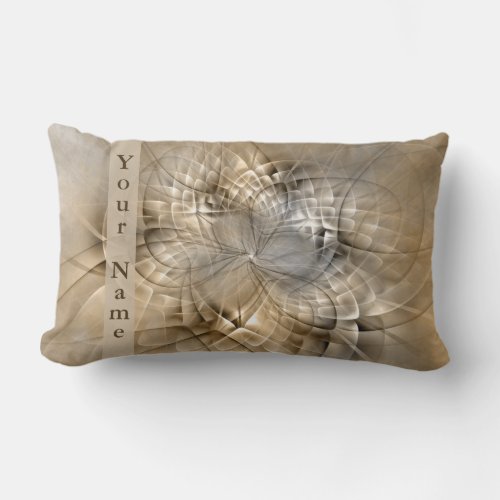 Earth Tones Abstract Modern Fractal Art Name Lumbar Pillow