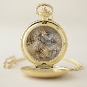 Earth Tones Abstract Modern Fractal Art Name Pocket Watch