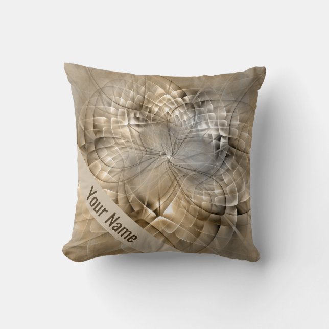 Earth Tones Abstract Modern Fractal Art Name Throw Pillow (Front)