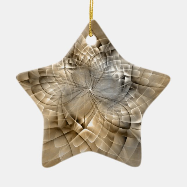 Earth Tones Abstract Modern Fractal Art Star Ceramic Ornament (Front)