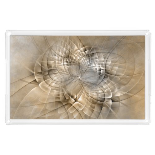 Earth Tones Abstract Modern Fractal Art Texture Acrylic Tray