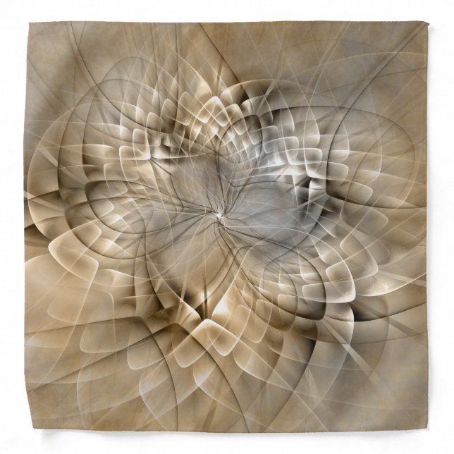 Earth Tones Abstract Modern Fractal Art Texture Bandana (Front)