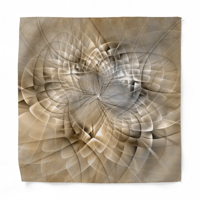 Earth Tones Abstract Modern Fractal Art Texture Bandana (Front)