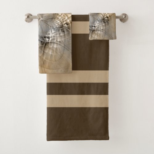 Earth Tones Abstract Modern Fractal Art Texture Bath Towel Set