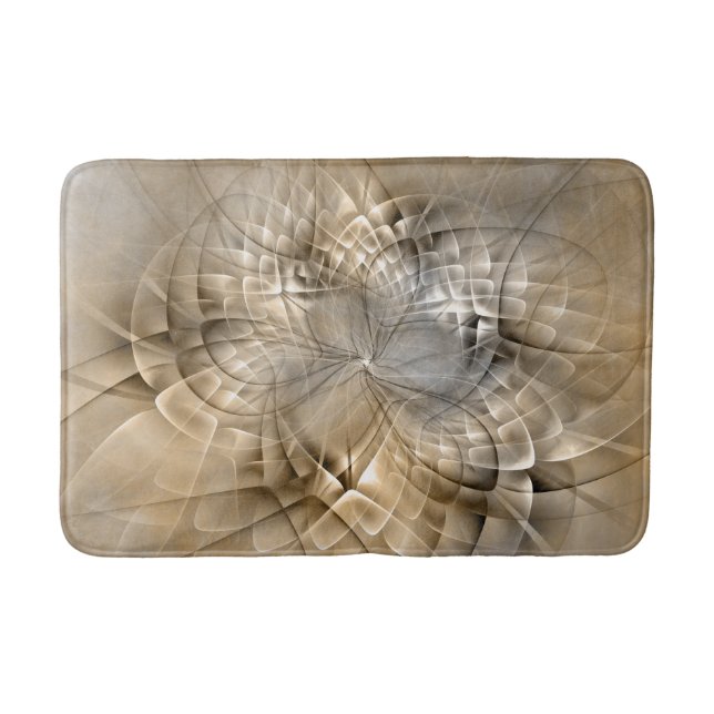 Earth Tones Abstract Modern Fractal Art Texture Bathroom Mat (Front)