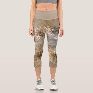 Earth Tones Abstract Modern Fractal Art Texture Capri Leggings