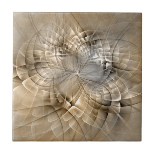 Earth Tones Abstract Modern Fractal Art Texture Ceramic Tile