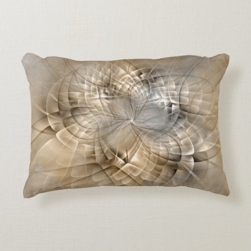 Earth Tones Abstract Modern Fractal Art Texture Decorative Pillow