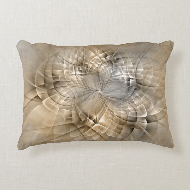 Earth Tones Abstract Modern Fractal Art Texture Decorative Pillow (Front)