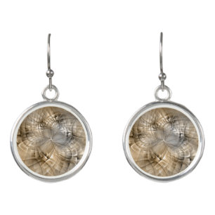 Earth Tones Abstract Modern Fractal Art Texture Earrings