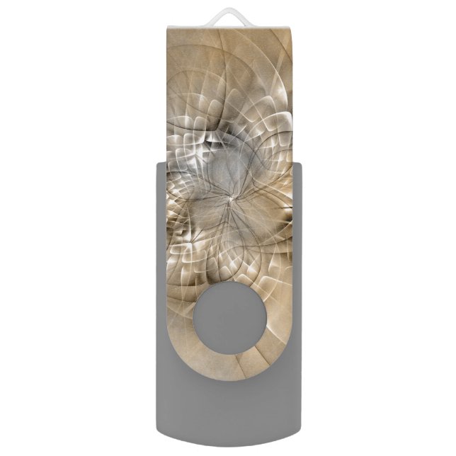 Earth Tones Abstract Modern Fractal Art Texture Flash Drive (Front Vertical)