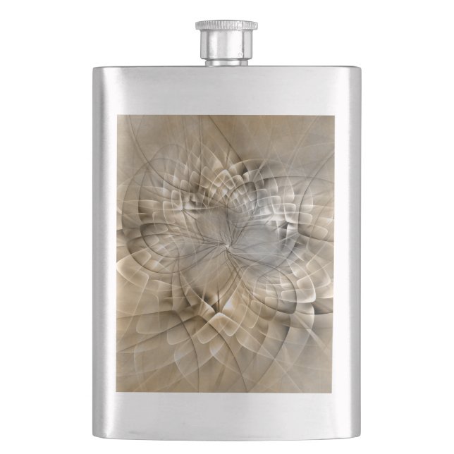Earth Tones Abstract Modern Fractal Art Texture Flask (Front)