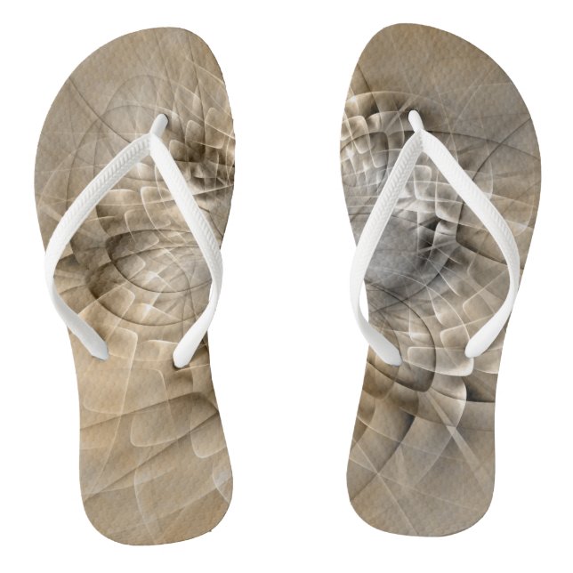 Earth Tones Abstract Modern Fractal Art Texture Flip Flops (Footbed)