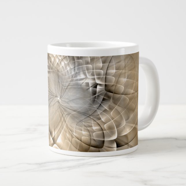 Earth Tones Abstract Modern Fractal Art Texture Giant Coffee Mug (Front Right)