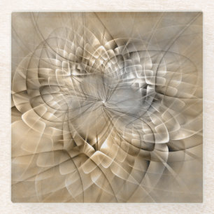 Earth Tones Abstract Modern Fractal Art Texture Glass Coaster