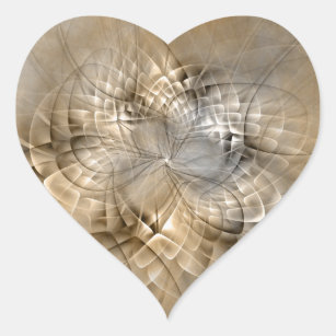 Earth Tones Abstract Modern Fractal Art Texture Heart Sticker