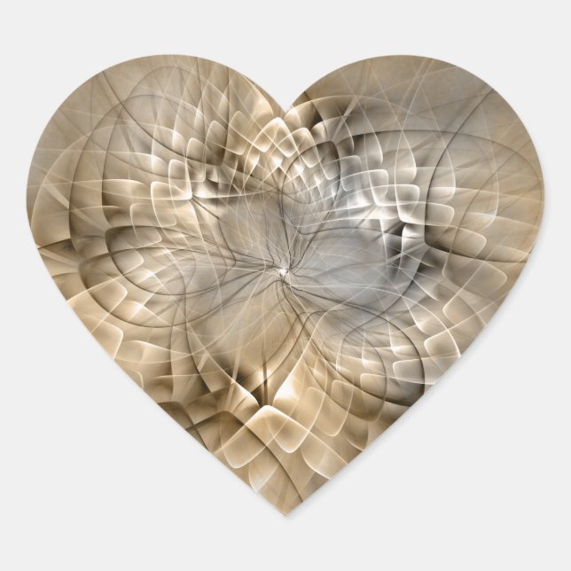 Earth Tones Abstract Modern Fractal Art Texture Heart Sticker (Front)