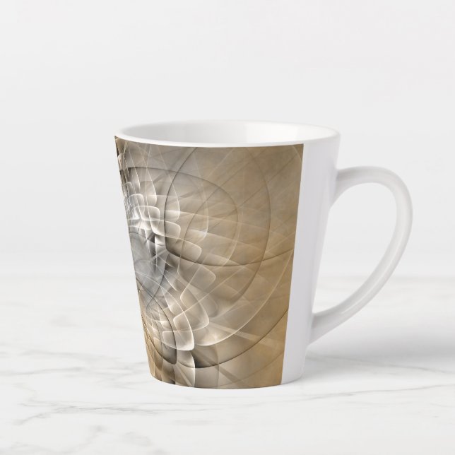 Earth Tones Abstract Modern Fractal Art Texture Latte Mug (Right)
