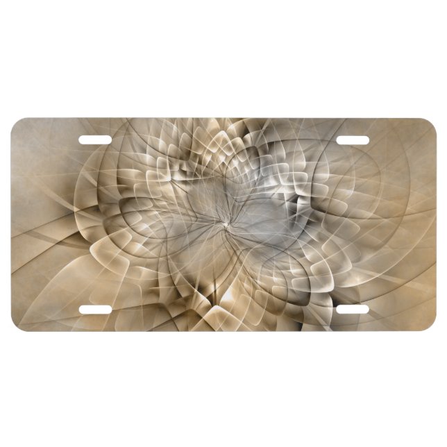Earth Tones Abstract Modern Fractal Art Texture License Plate (Front)