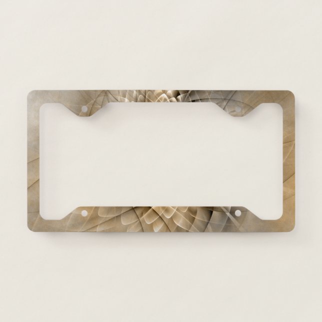 Earth Tones Abstract Modern Fractal Art Texture License Plate Frame (Front)