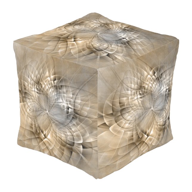 Earth Tones Abstract Modern Fractal Art Texture Outdoor Pouf (Angled Front)