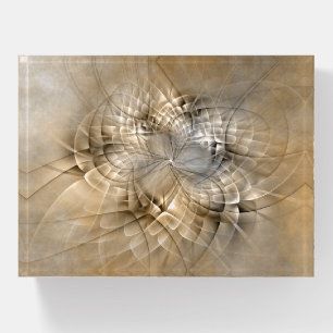 Earth Tones Abstract Modern Fractal Art Texture Paperweight