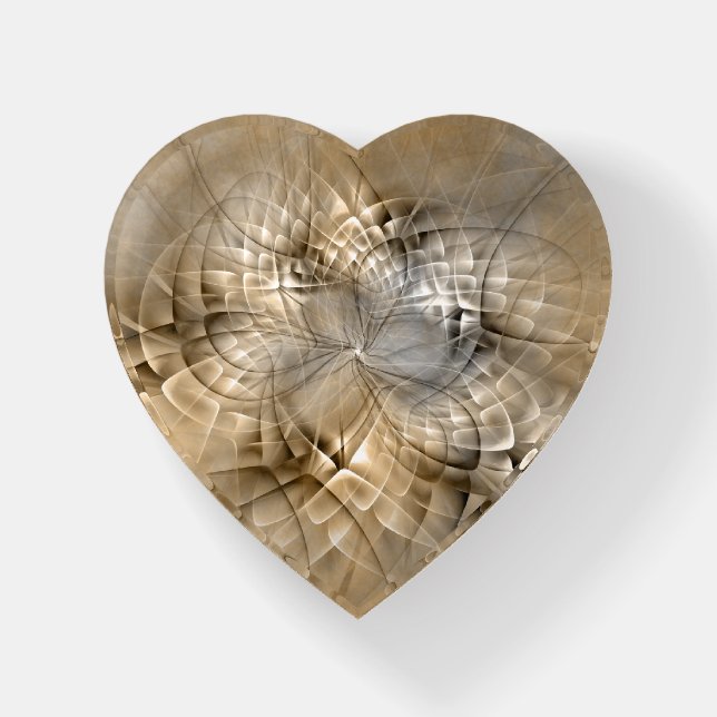 Earth Tones Abstract Modern Fractal Art Texture Paperweight (Front)