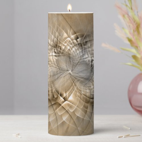 Earth Tones Abstract Modern Fractal Art Texture Pillar Candle