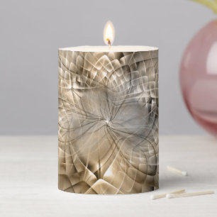 Earth Tones Abstract Modern Fractal Art Texture Pillar Candle