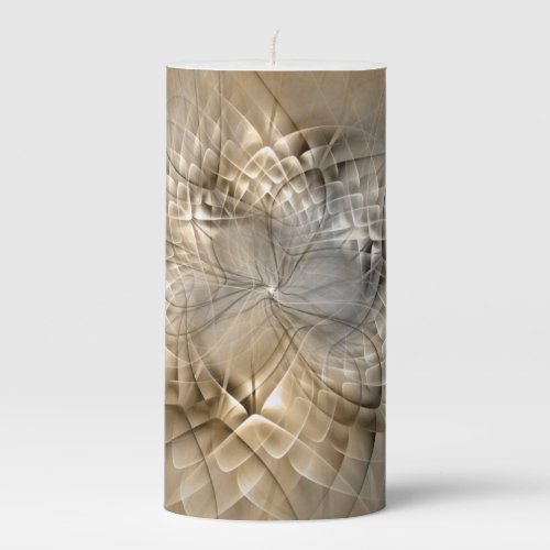 Earth Tones Abstract Modern Fractal Art Texture Pillar Candle