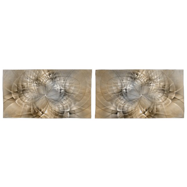 Earth Tones Abstract Modern Fractal Art Texture Pillow Case (Front-Set)