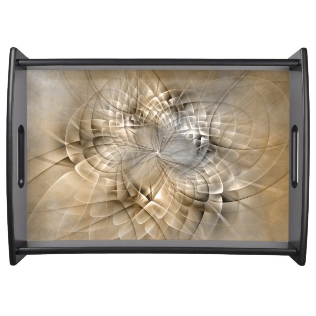 Earth Tones Abstract Modern Fractal Art Texture Serving Tray (Front)