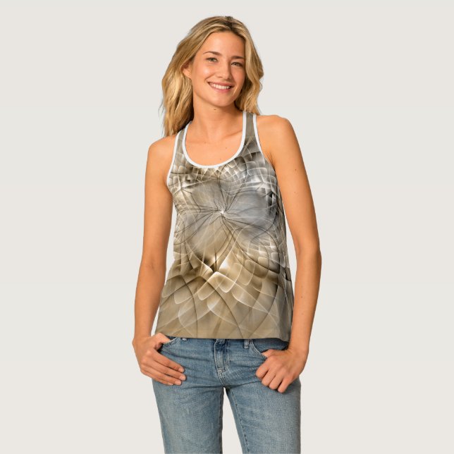 Earth Tones Abstract Modern Fractal Art Texture Tank Top (Front Full)