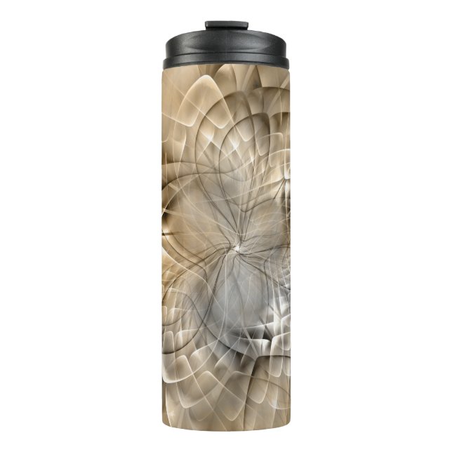 Earth Tones Abstract Modern Fractal Art Texture Thermal Tumbler (Front)