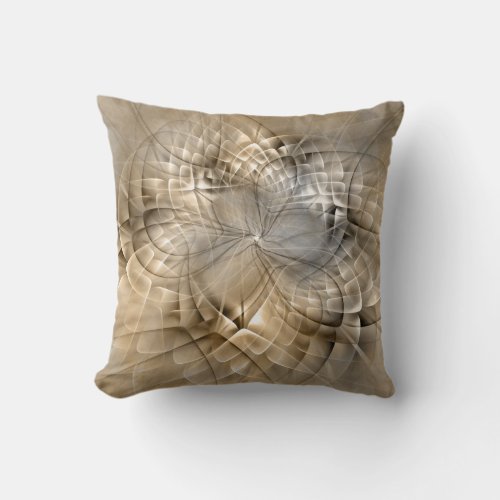 Earth Tones Abstract Modern Fractal Art Texture Throw Pillow