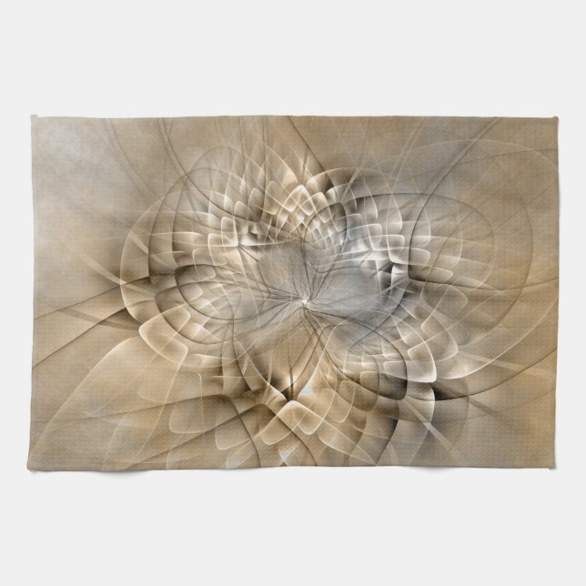 Earth Tones Abstract Modern Fractal Art Texture Towel (Horizontal)