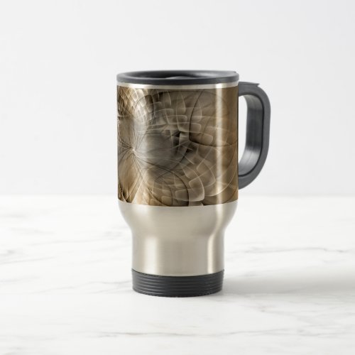 Earth Tones Abstract Modern Fractal Art Texture Travel Mug