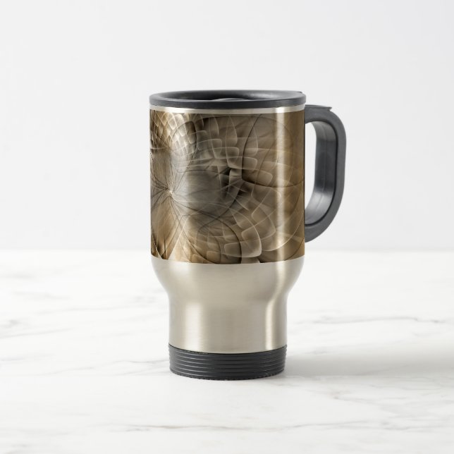 Earth Tones Abstract Modern Fractal Art Texture Travel Mug (Front Right)