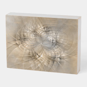 Earth Tones Abstract Modern Fractal Art Texture Wooden Box Sign