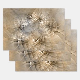 Earth Tones Abstract Modern Fractal Art Texture Wrapping Paper Sheets