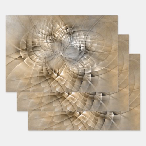 Earth Tones Abstract Modern Fractal Art Texture Wrapping Paper Sheets