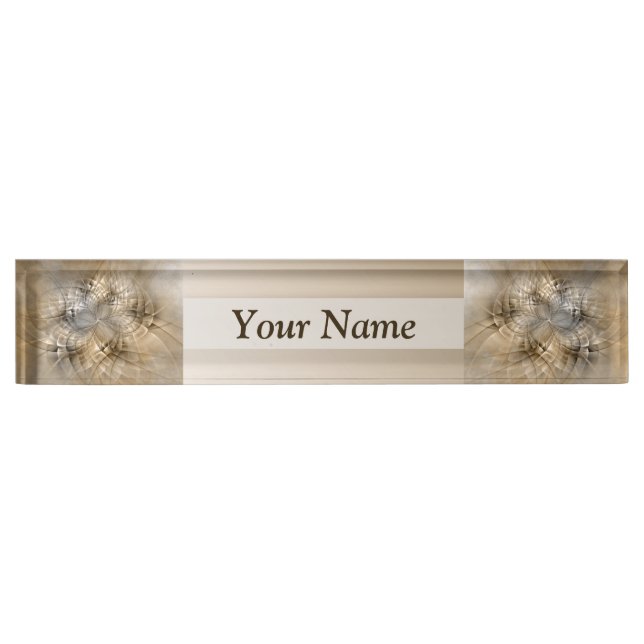 Earth Tones Abstract Modern Fractal Texture Title Desk Name Plate (Front)