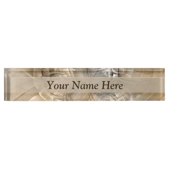 Earth Tones Abstract Modern Fractal Texture Title Desk Name Plate (Front)