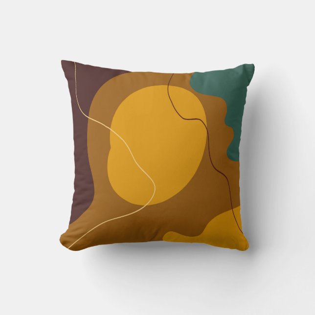 Earth tones abstract organic shapes background throw pillow (Front)