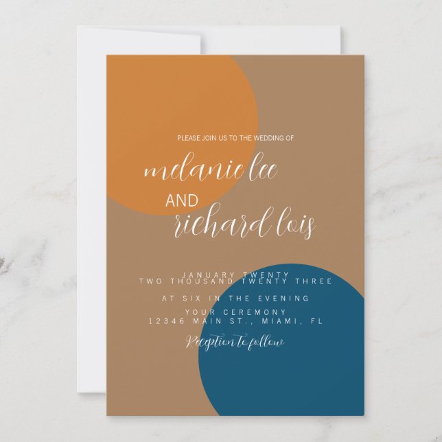 Earth Tones and Navy Shapes Wedding  Invitation (Front)