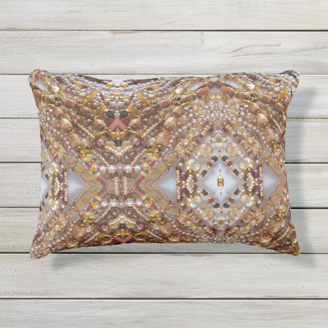 Earth Tones Bead Print Outdoor Pillow (Front)