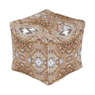 Earth Tones Bead Print Outdoor Pouf