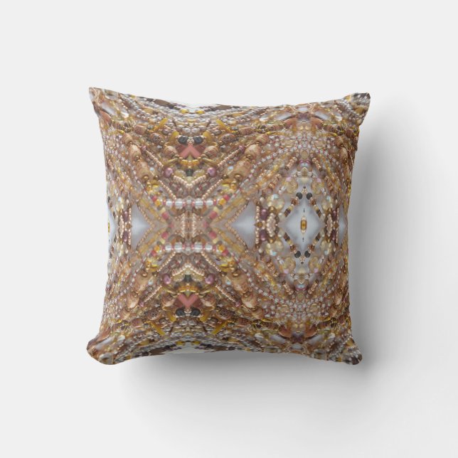 Earth Tones Bead Print Throw Pillow (Front)