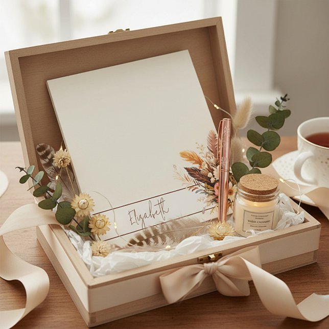 Earth tones boho bouquet personalized notepad (Creator Uploaded)