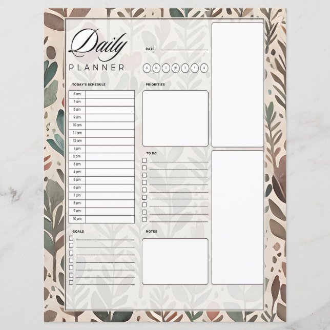 Earth tones botanical daily planner (Front)